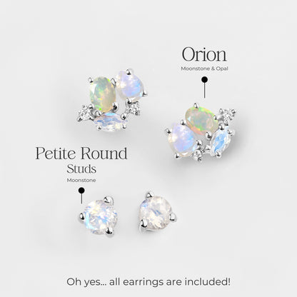 Ensemble de boucles d'oreilles créoles en pierre de lune et opale - Positive Aura