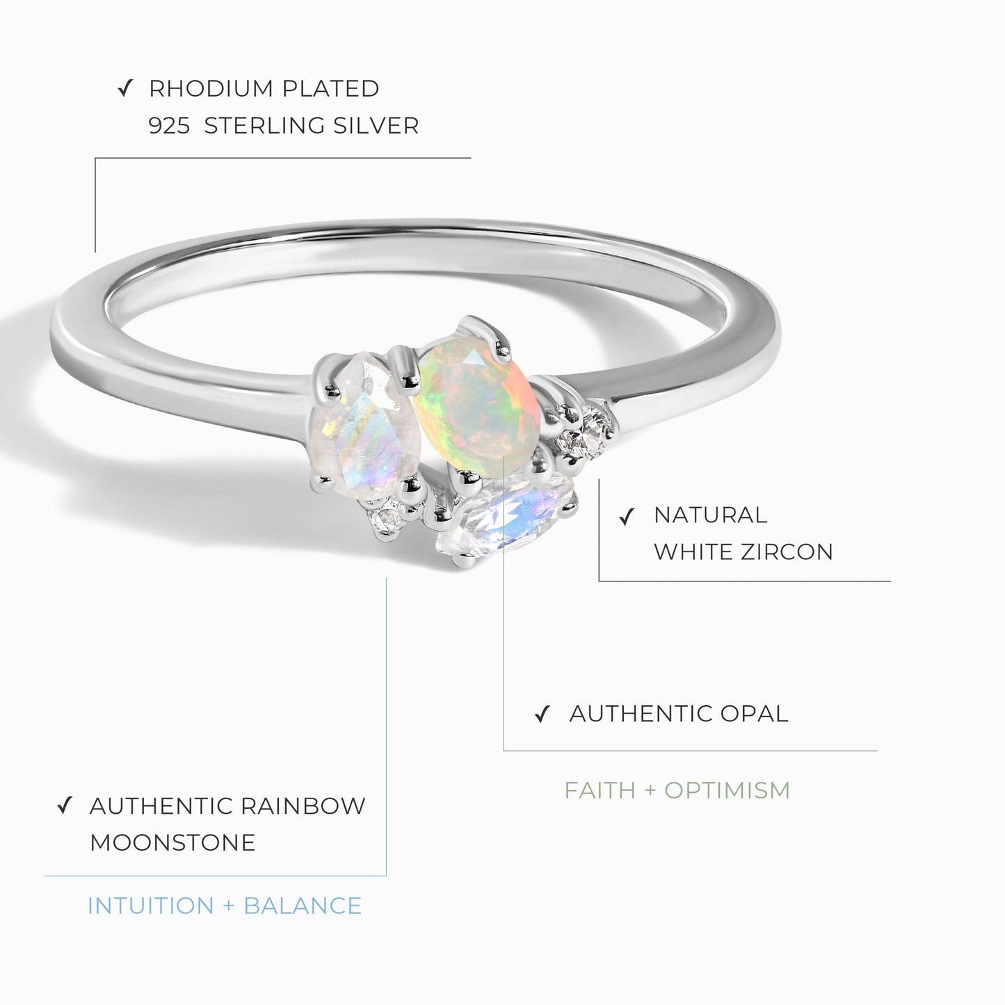 Bague Opale Pierre de Lune - Orion