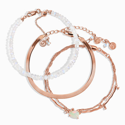 Bracelet empilable en pierre de lune et opale - Énergie positive