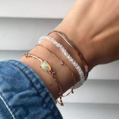 Bracelet empilable en pierre de lune et opale - Énergie positive
