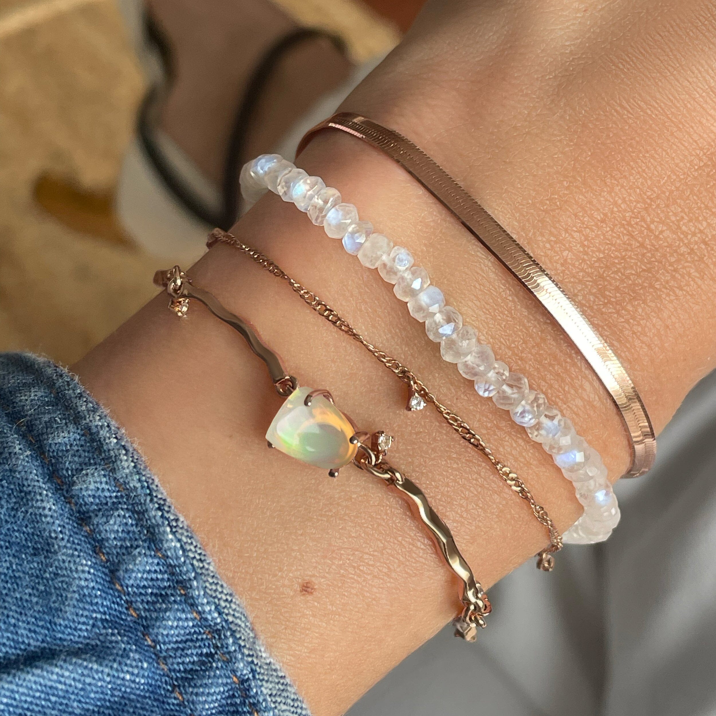 Moonstone & Opal Bracelet Stack - Positive Energy