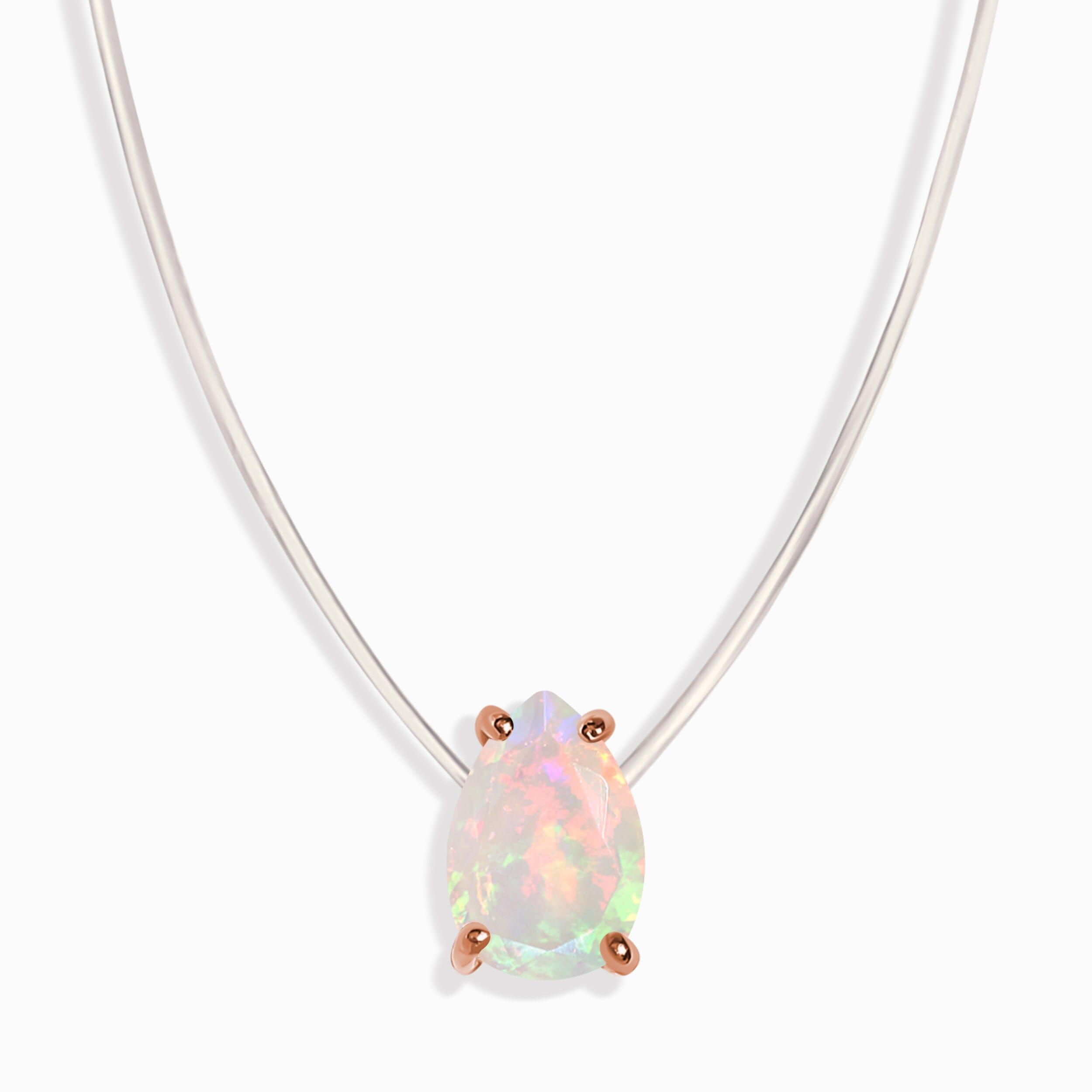 Opal Necklace Floating Sway - October Birthstone