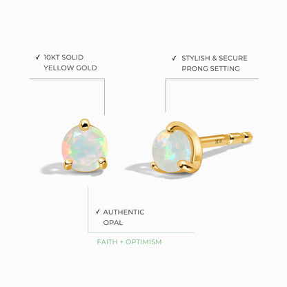 Boucles d'oreilles rondes en opale - Pierre de naissance d'octobre
