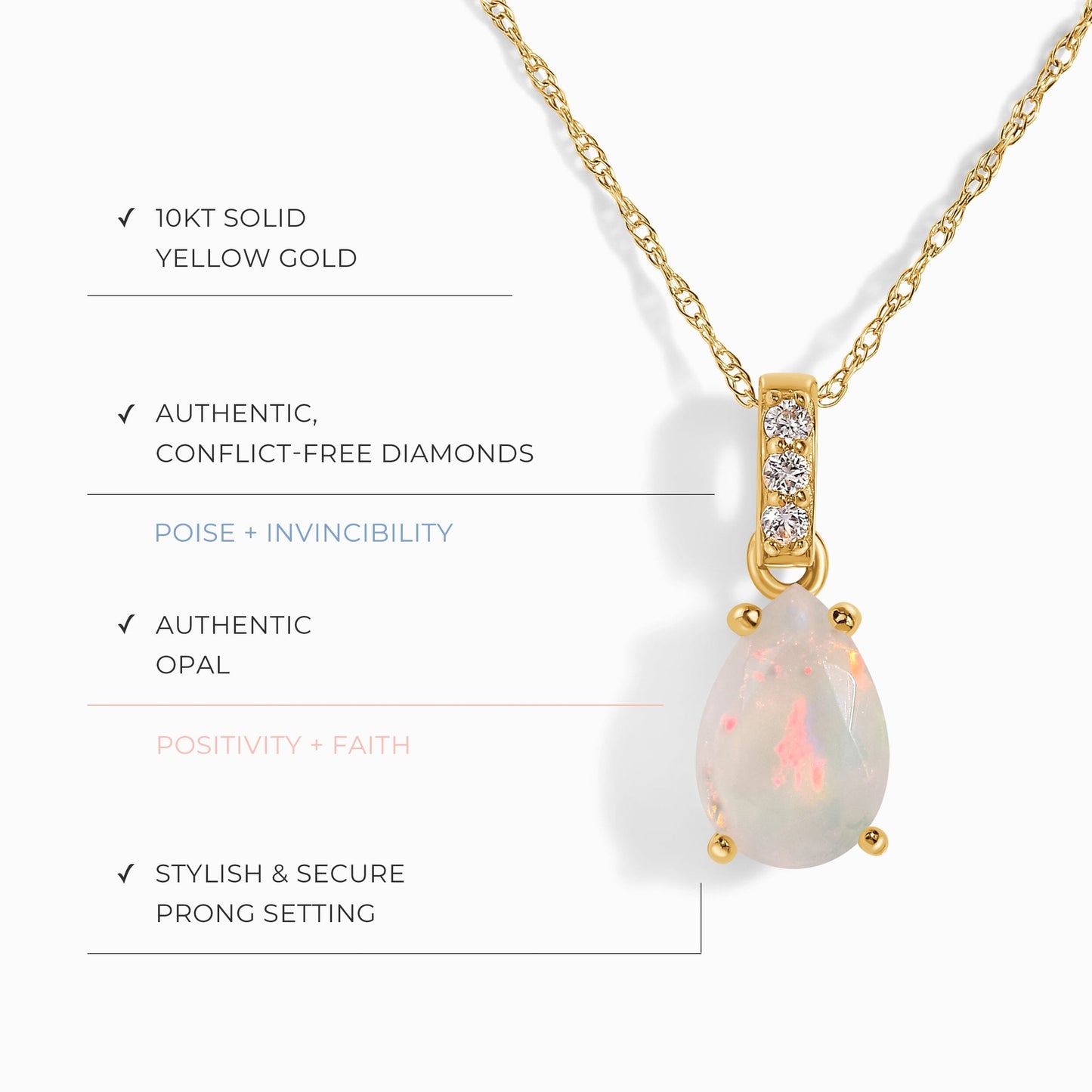 Collier Sway en opale et diamants - Pierre de naissance d'octobre