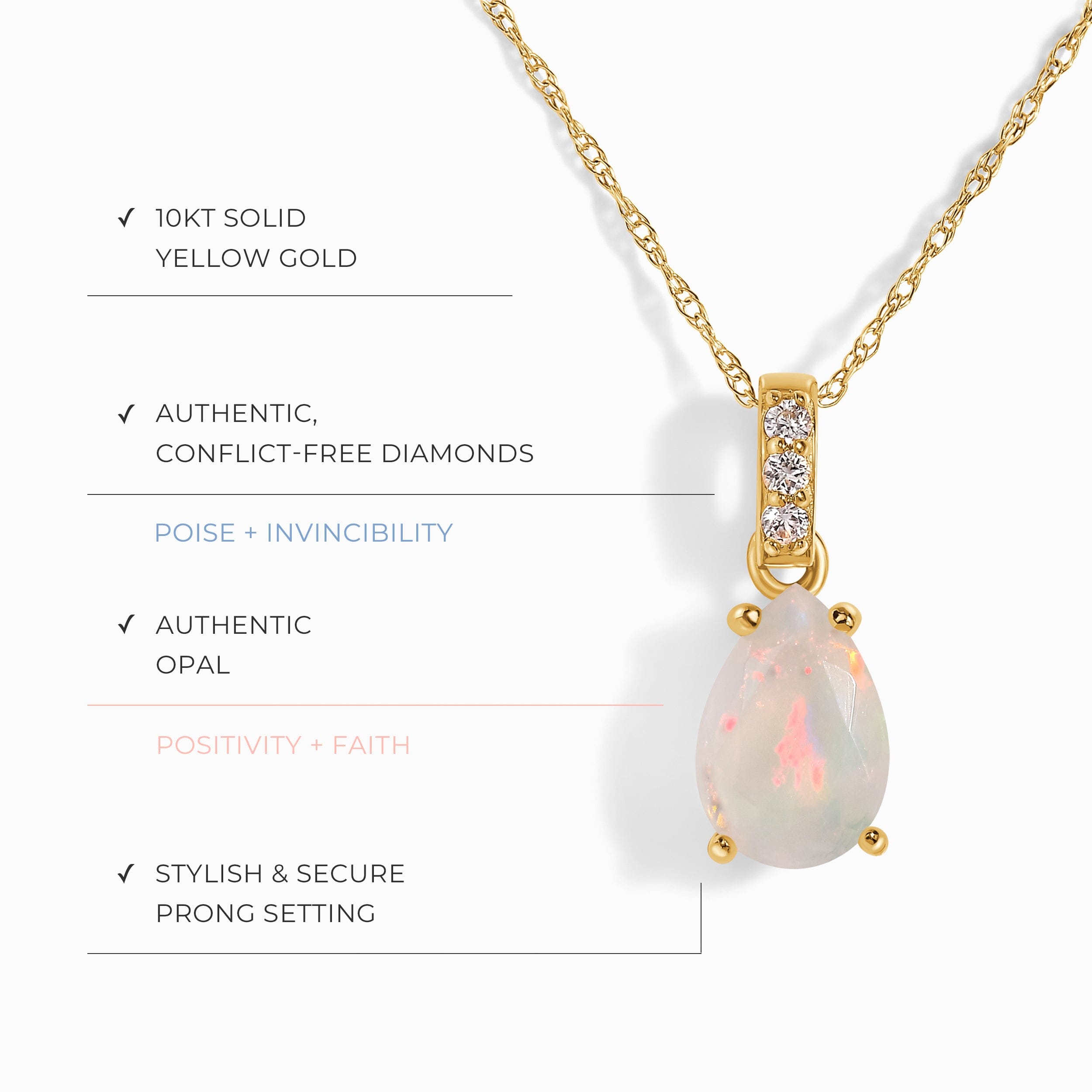 Opal Diamond Necklace Sway - October Birthstone