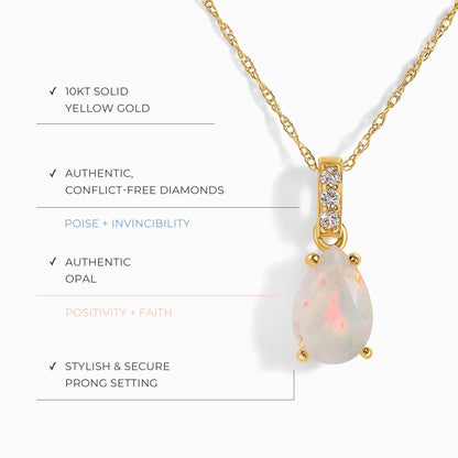 Collier Sway en opale et diamants - Pierre de naissance d'octobre
