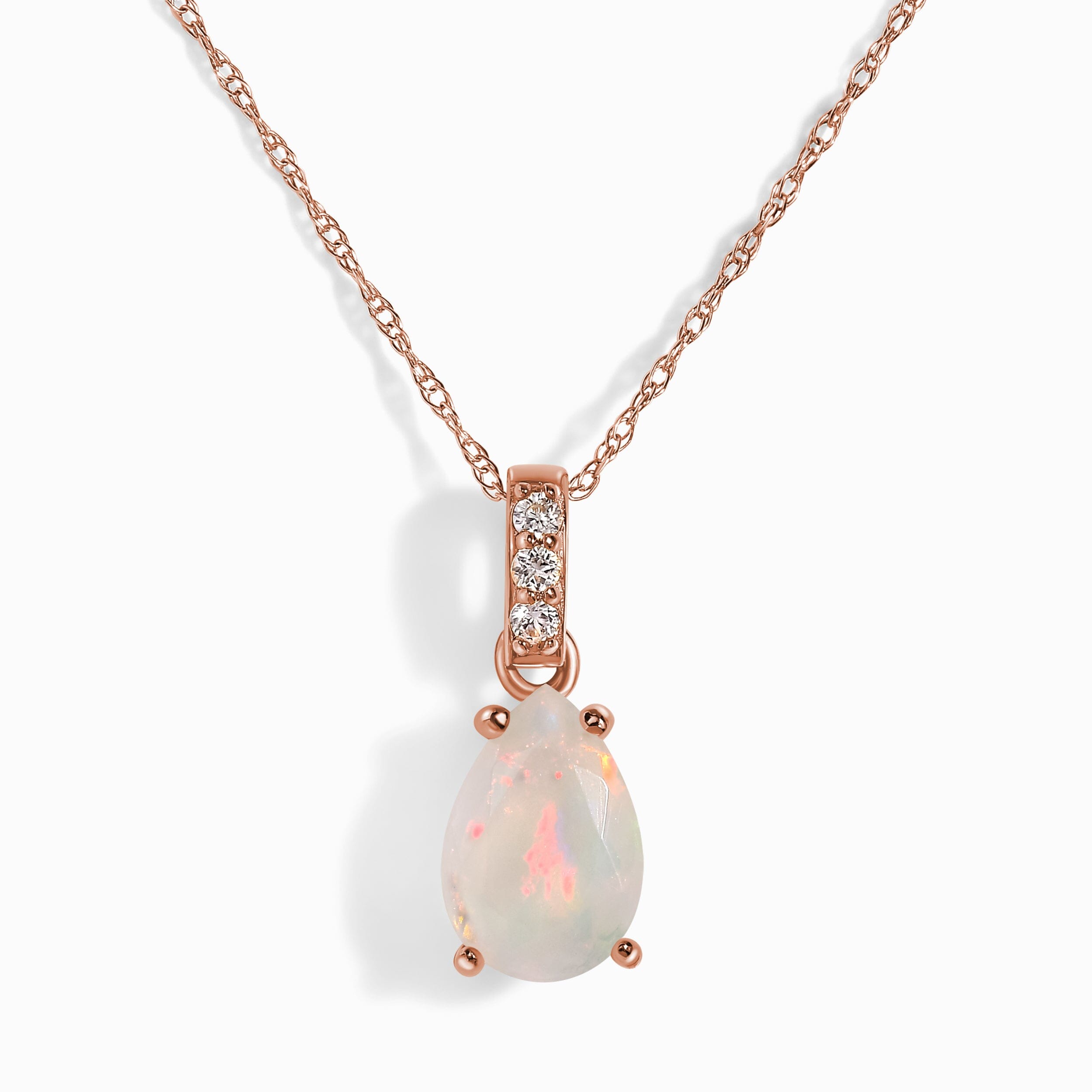 Opal Diamond Necklace Sway - October Birthstone