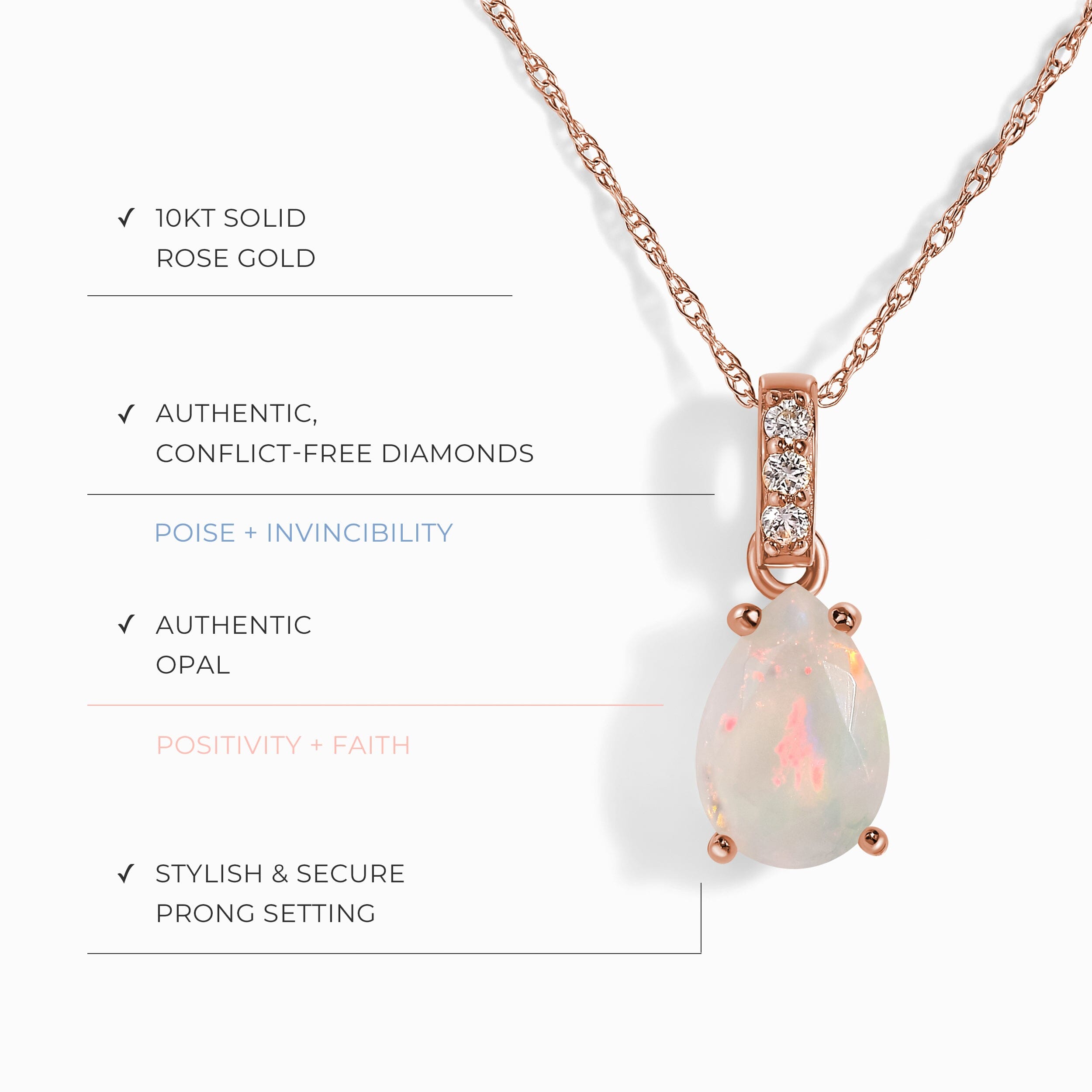 Opal Diamond Necklace Sway - October Birthstone