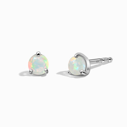 Boucles d'oreilles rondes en opale - Pierre de naissance d'octobre