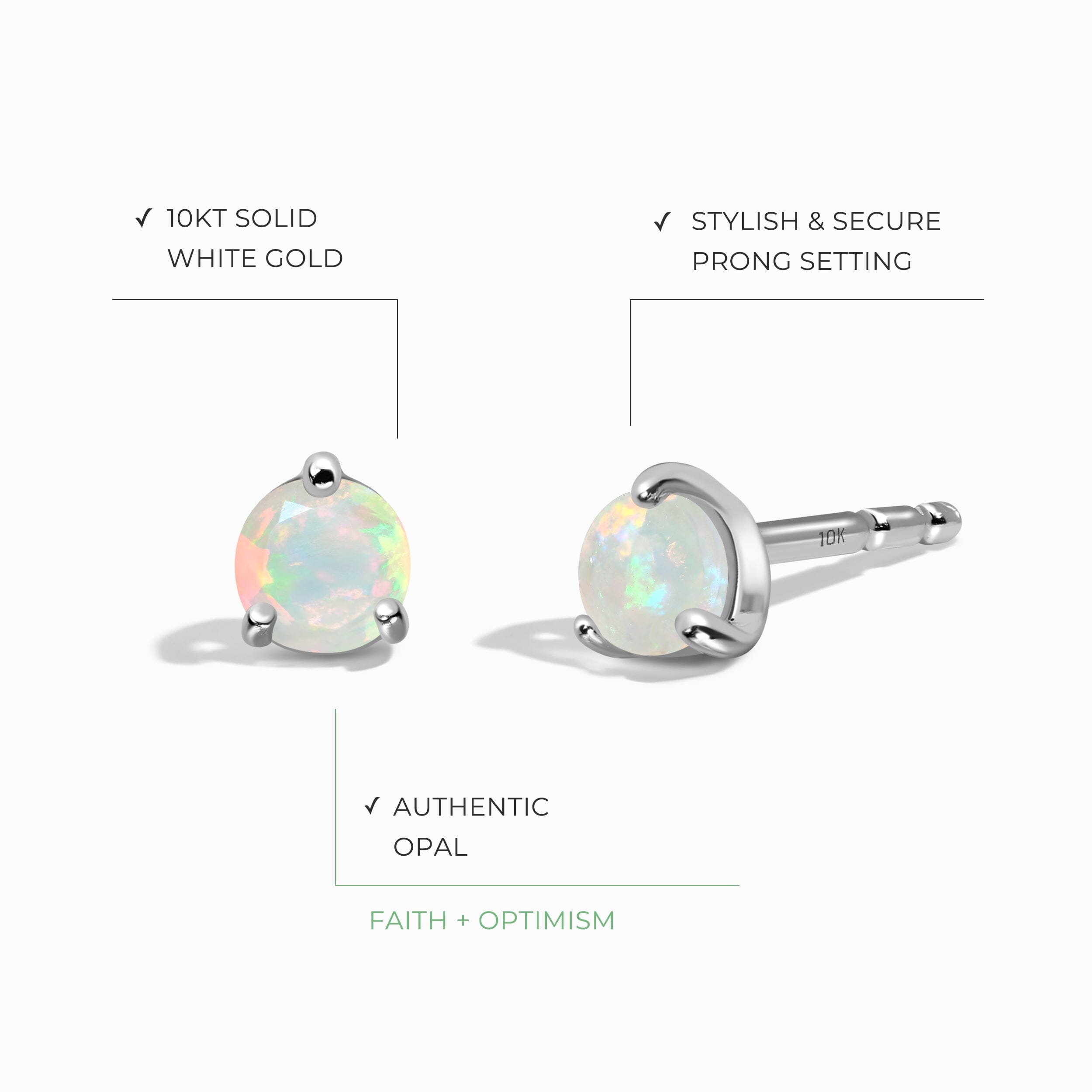 Opal Round Studs - October Birthstone