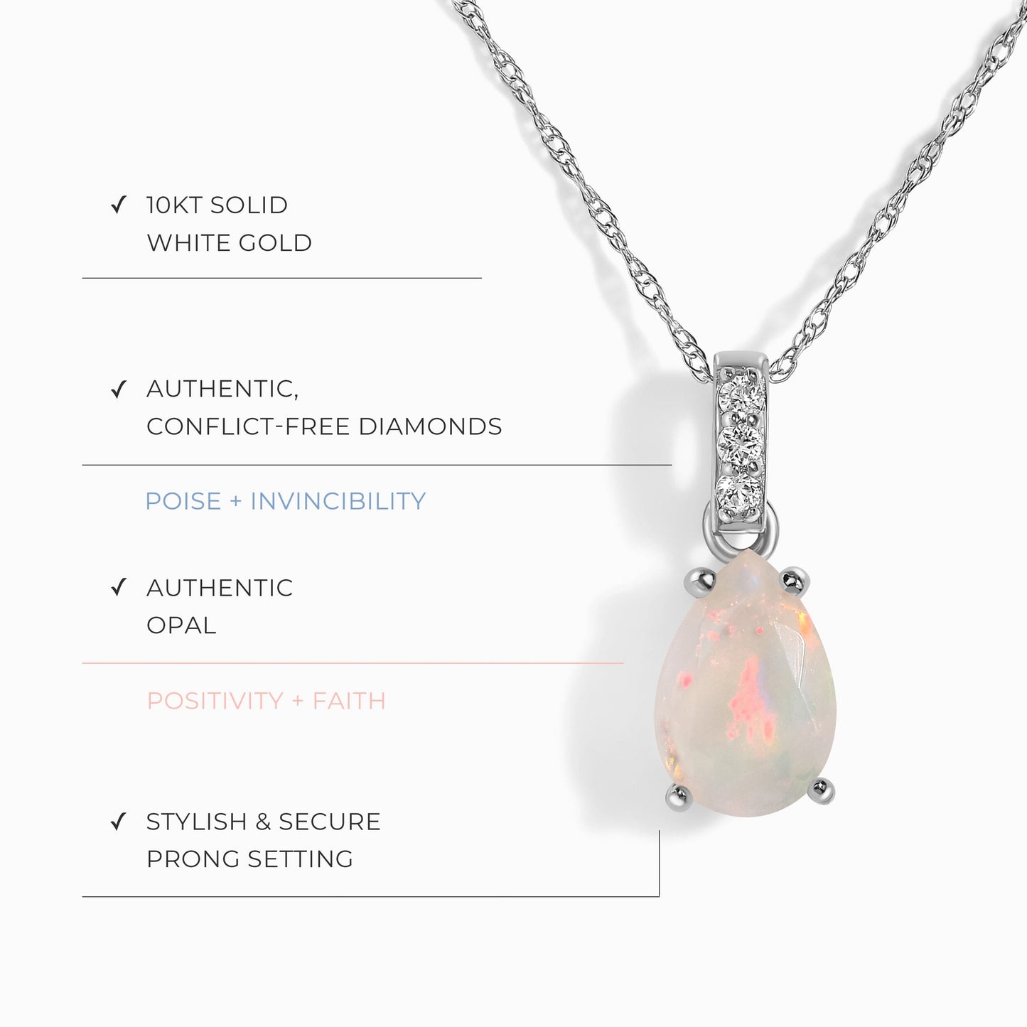 Collier Sway en opale et diamants - Pierre de naissance d'octobre