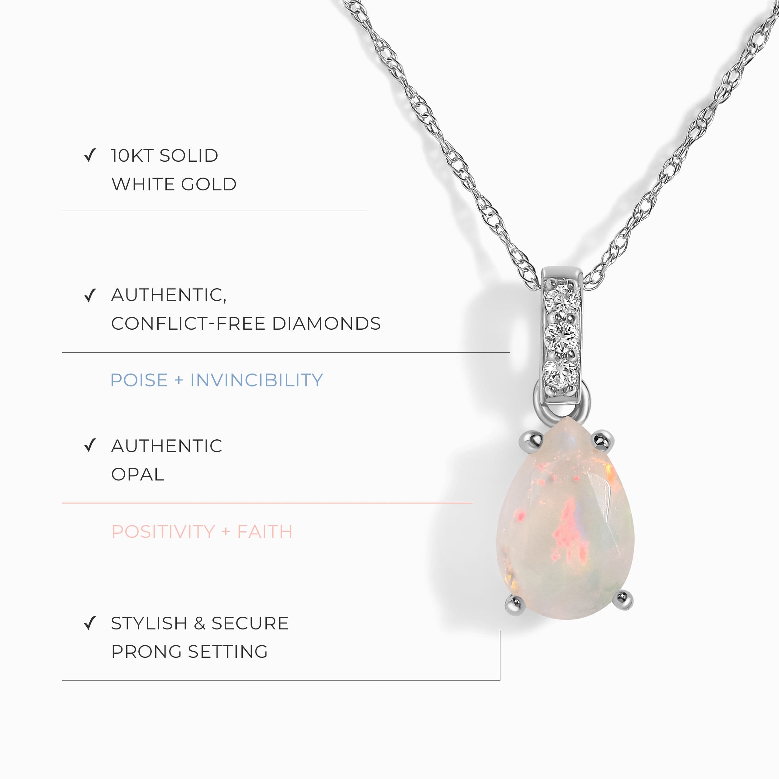 Opal Diamond Necklace Sway - October Birthstone