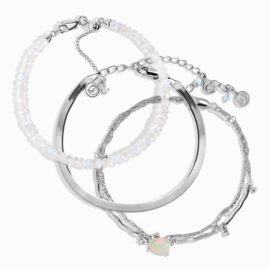 Bracelet empilable en pierre de lune et opale - Énergie positive