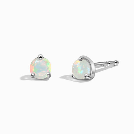 Boucles d'oreilles rondes en opale - Pierre de naissance d'octobre