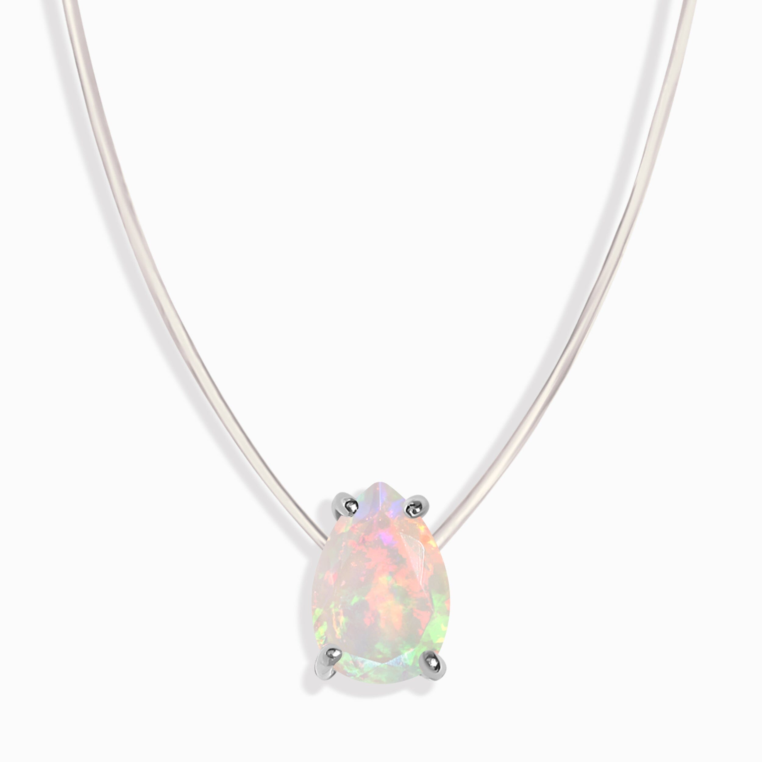 Opal Necklace Floating Sway - October Birthstone