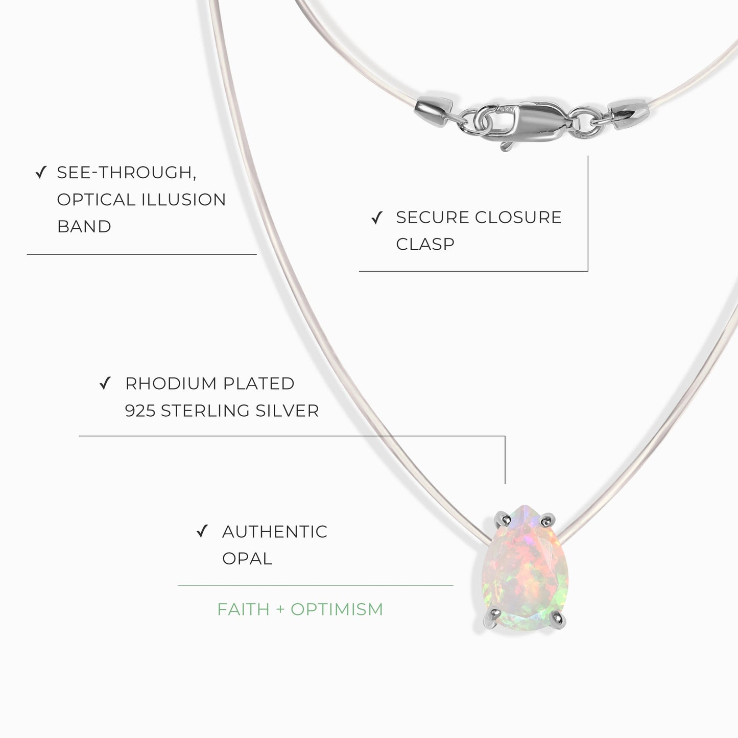 Collier Opale Floating Sway - Pierre de naissance d'octobre