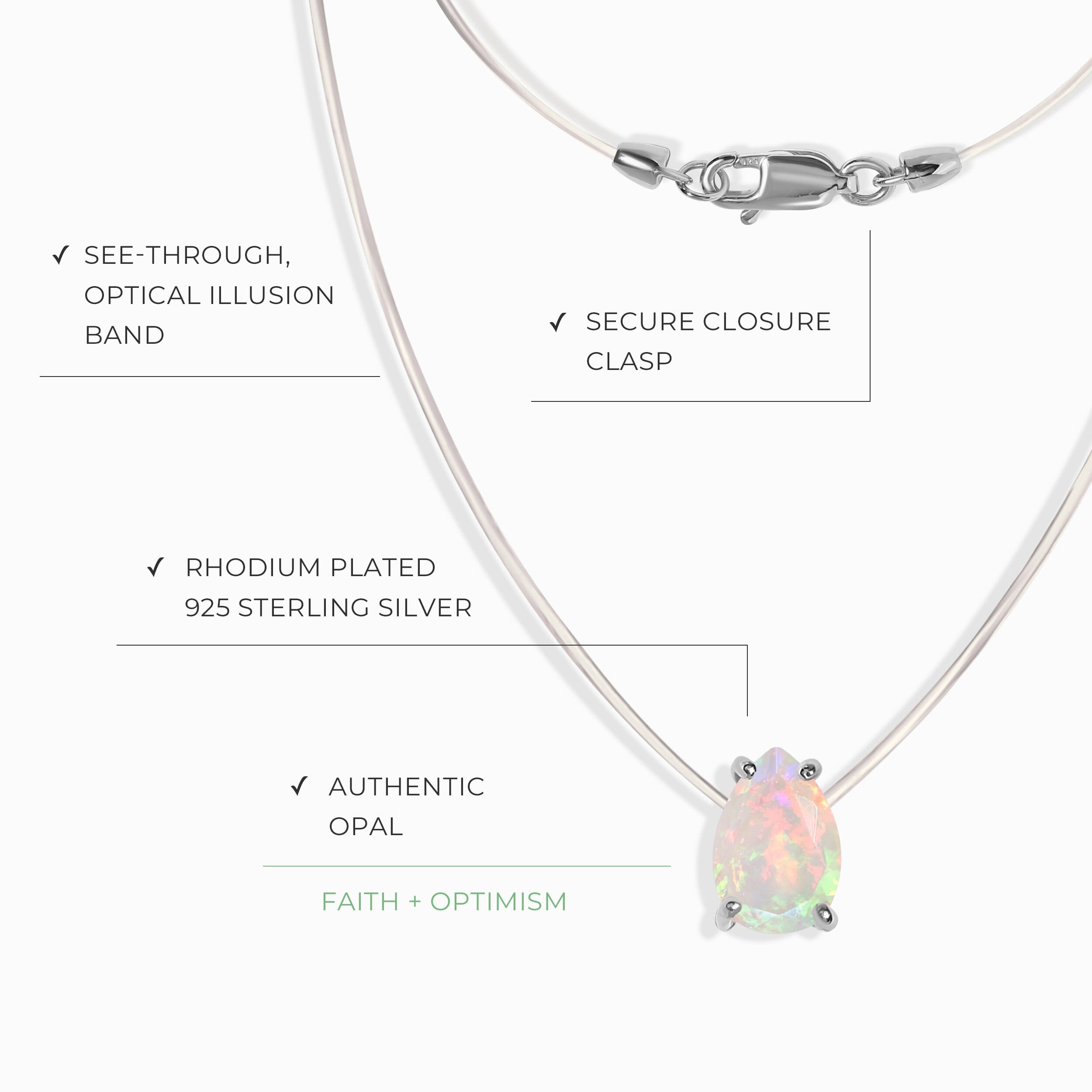 Opal Necklace Floating Sway - October Birthstone