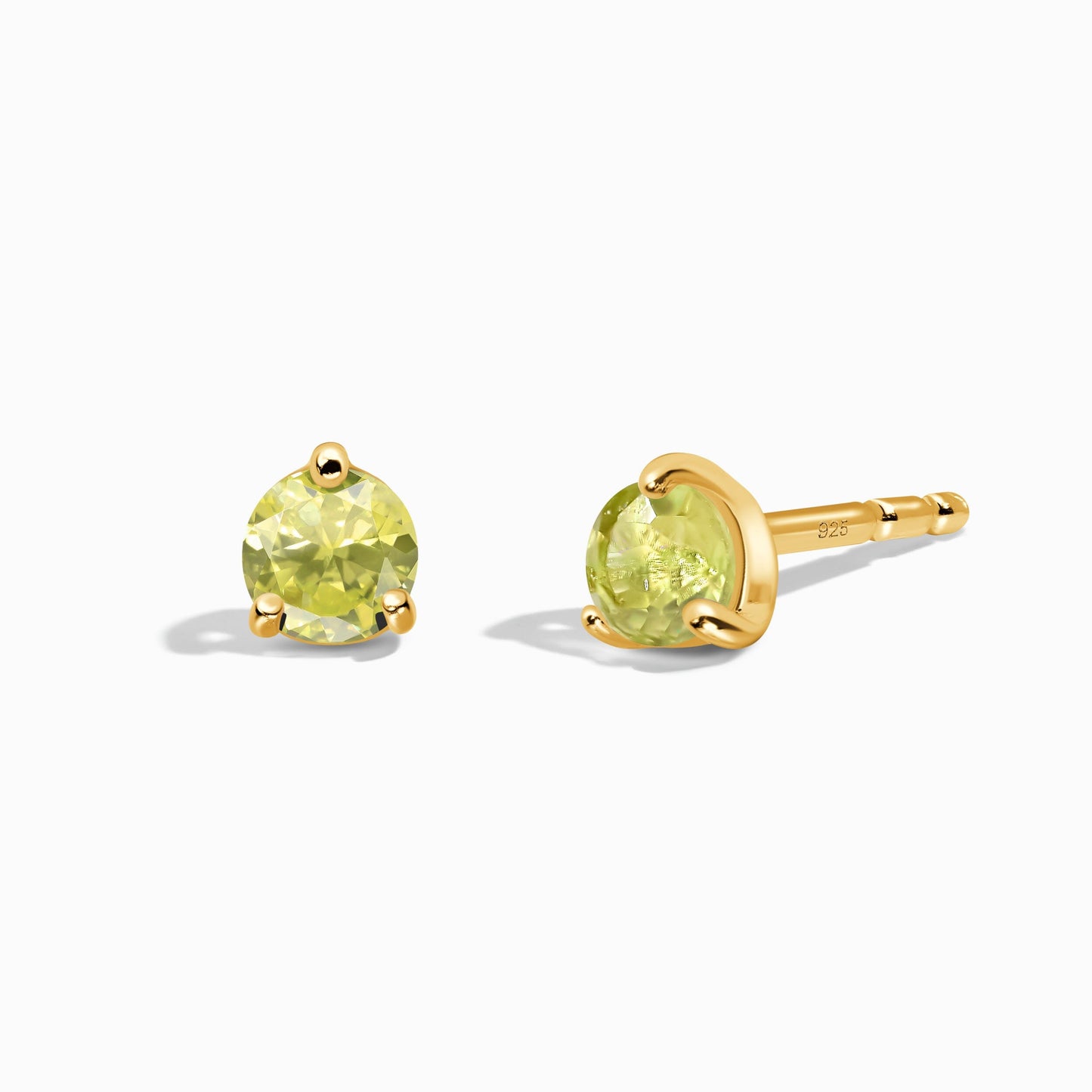 Boucles d'oreilles rondes en péridot - Pierre de naissance d'août