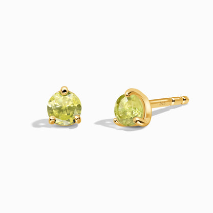Boucles d'oreilles rondes en péridot - Pierre de naissance d'août