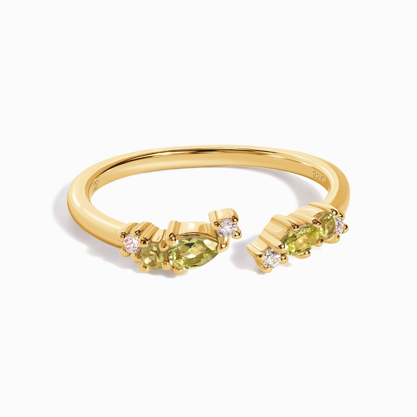 Bague ajustable en péridot Flourish – Pierre de naissance d'août