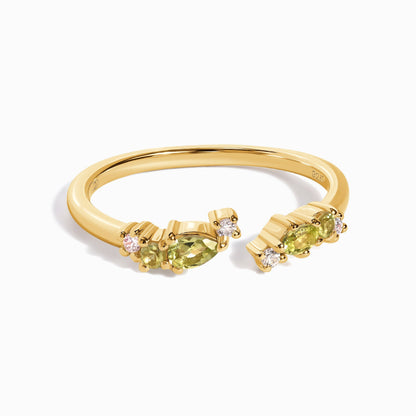 Bague ajustable en péridot Flourish – Pierre de naissance d'août