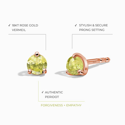 Boucles d'oreilles rondes en péridot - Pierre de naissance d'août