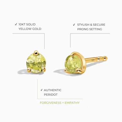 Boucles d'oreilles rondes en péridot - Pierre de naissance d'août