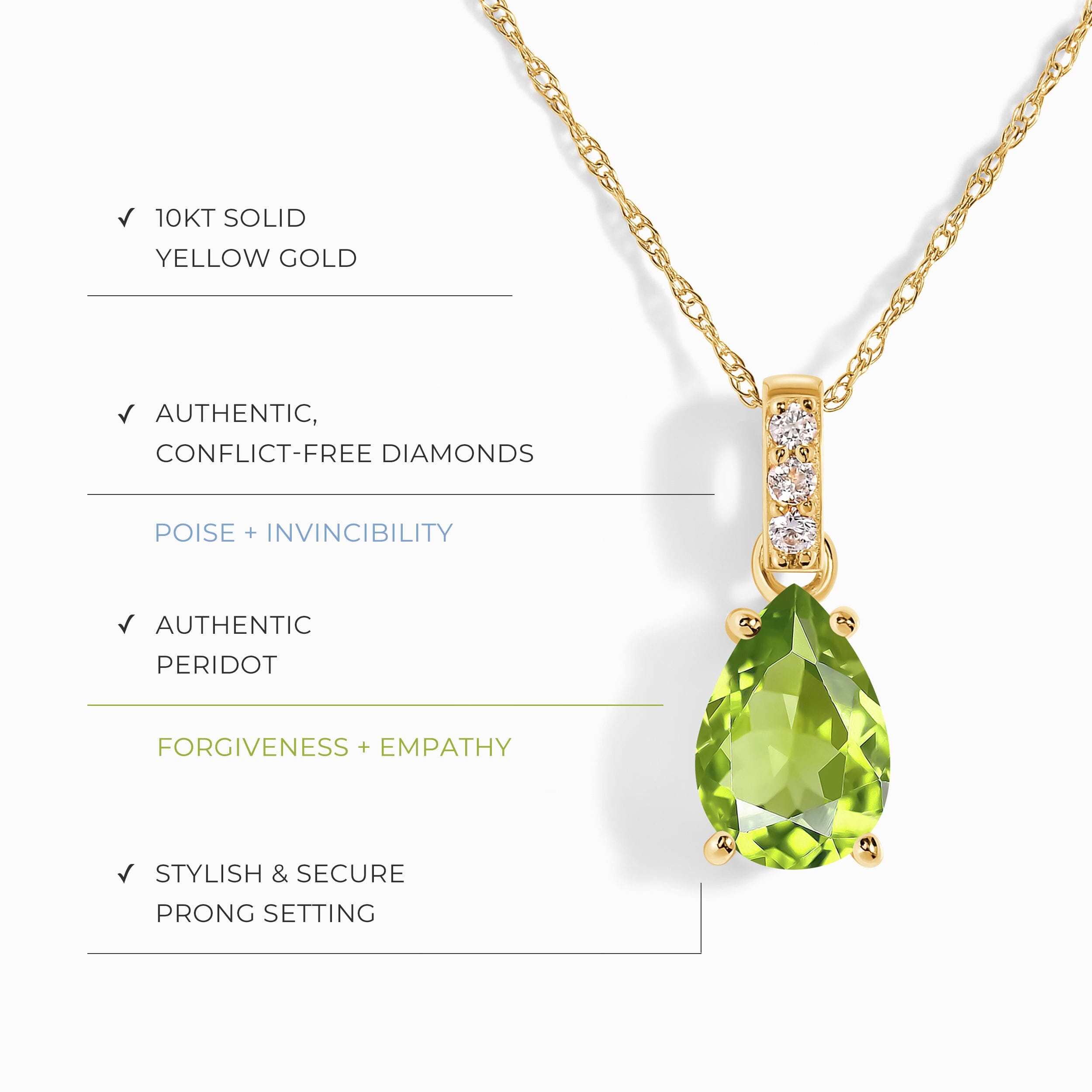 Peridot Diamond Necklace Sway - August Birthstone