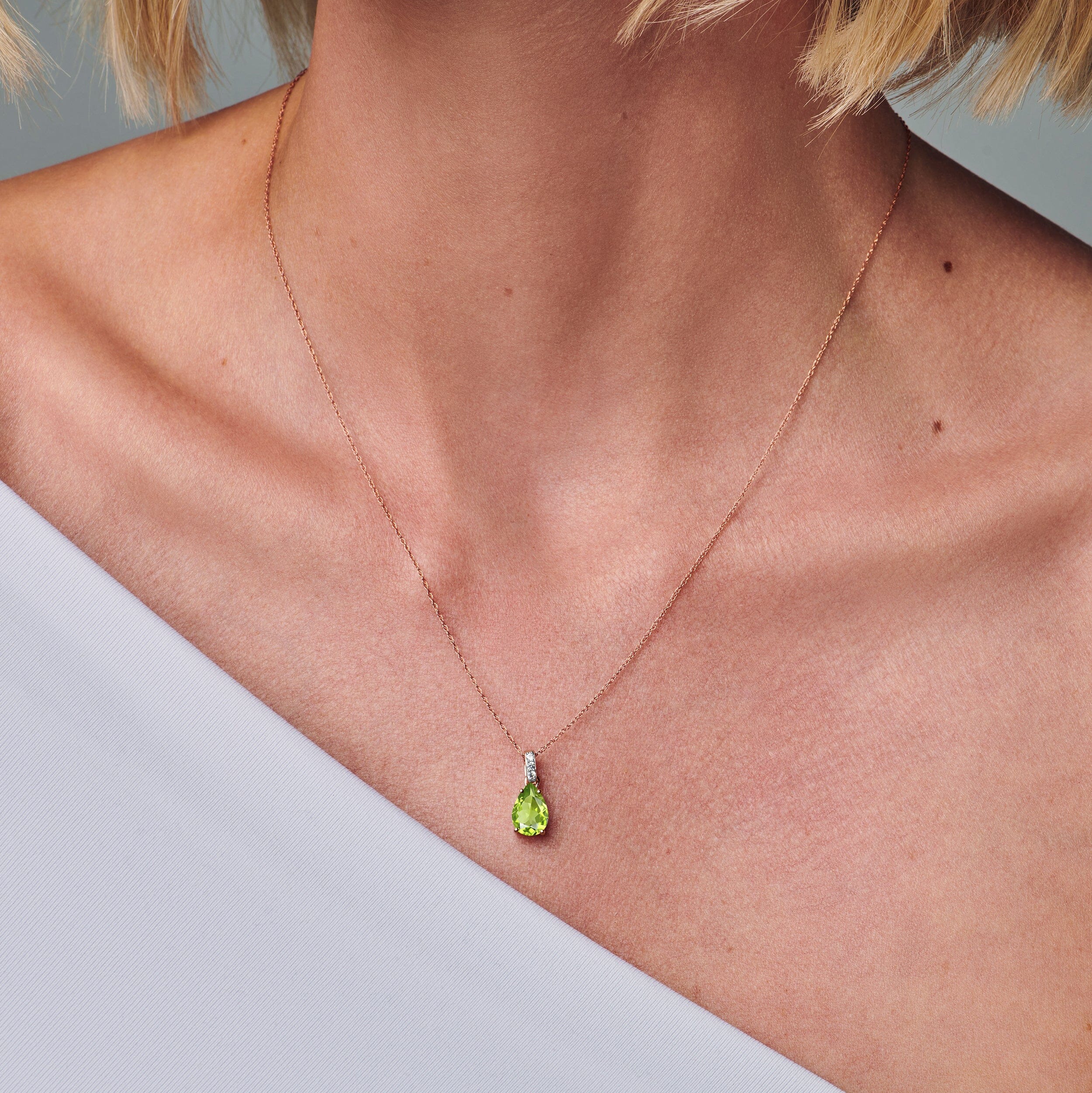 Peridot Diamond Necklace Sway - August Birthstone