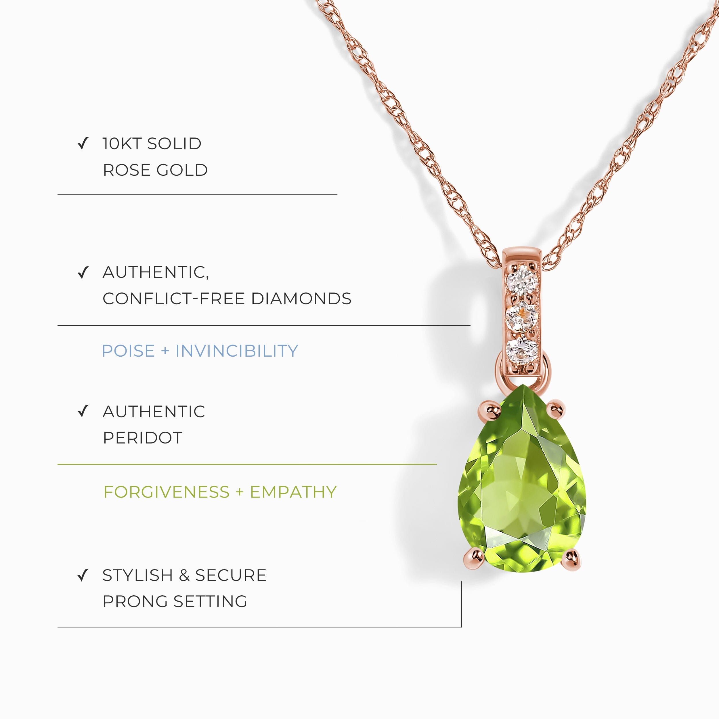 Peridot Diamond Necklace Sway - August Birthstone