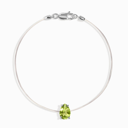 Bracelet péridot flottant - Pierre de naissance d'août