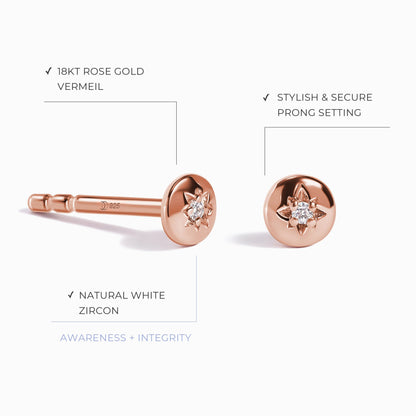 Boucles d'oreilles en zircon blanc - Étoile du Nord