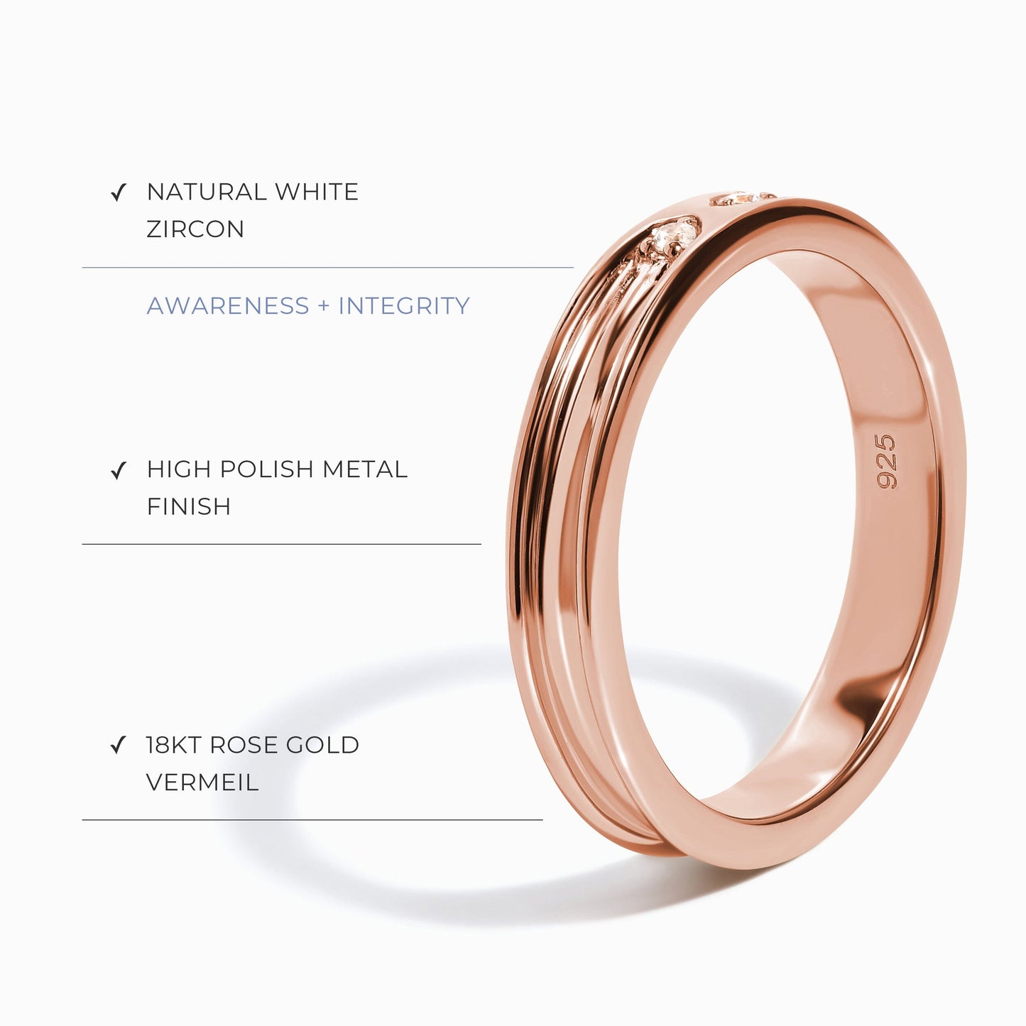 Bague unisexe en zircon blanc - Individualiste