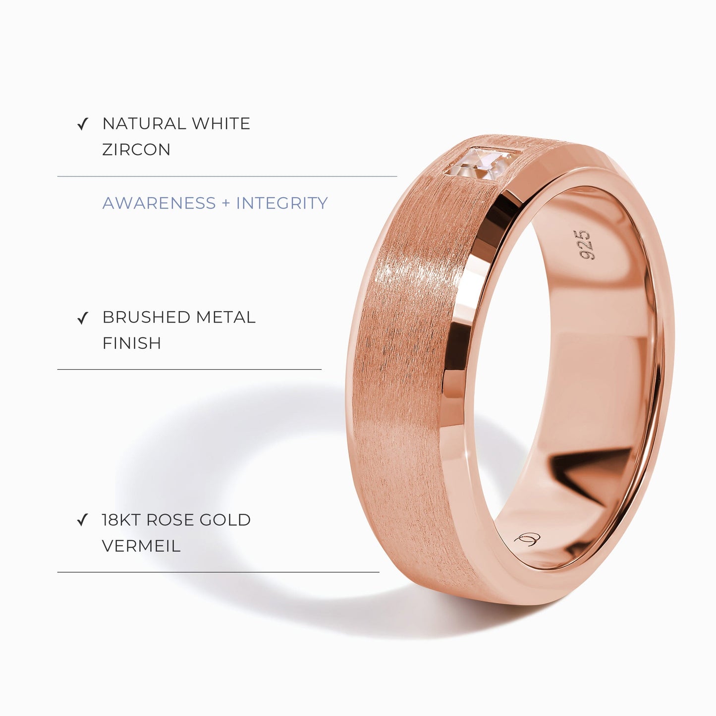 Bague unisexe en zircon blanc - Fabriquée