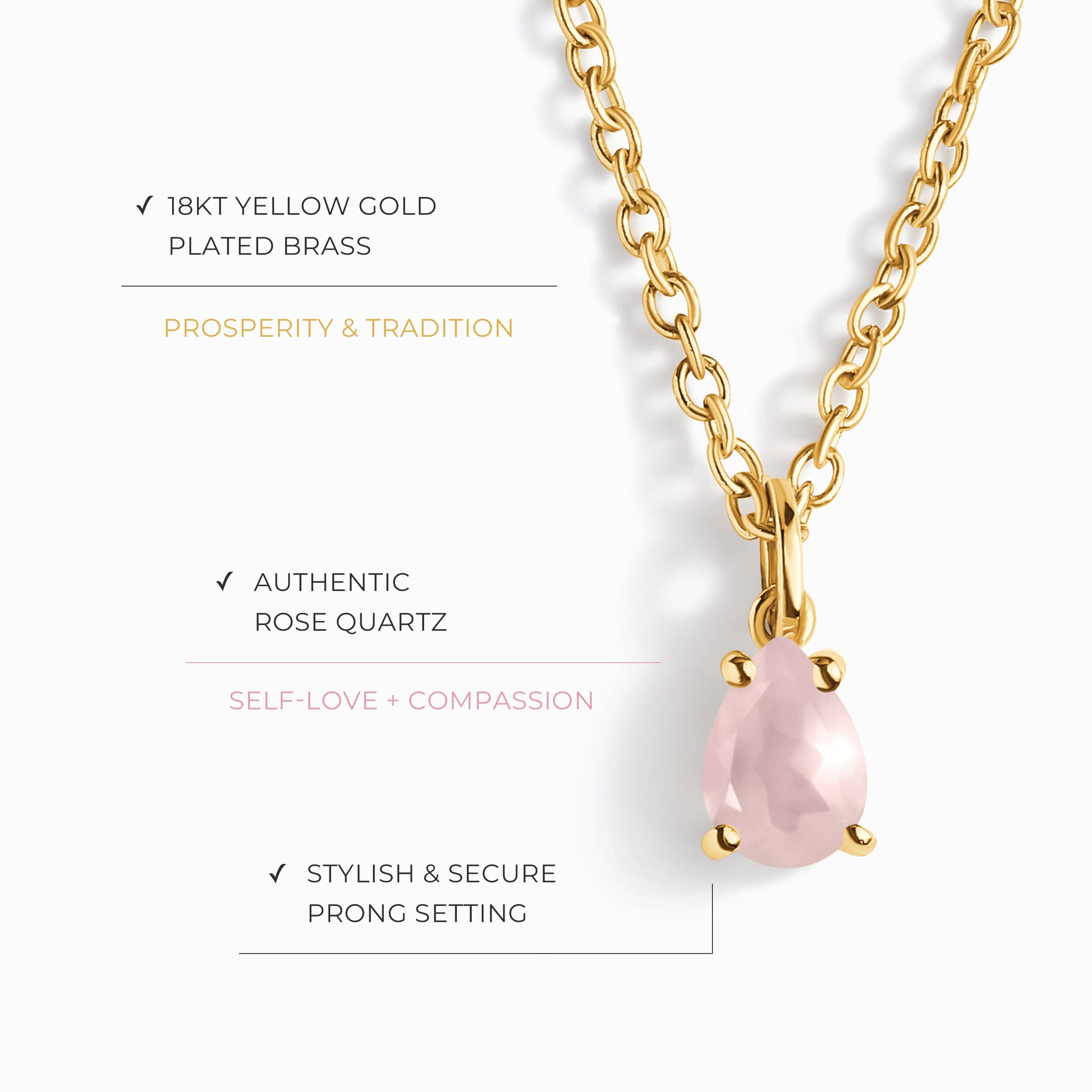 Rose Quartz Necklace - Worthiness