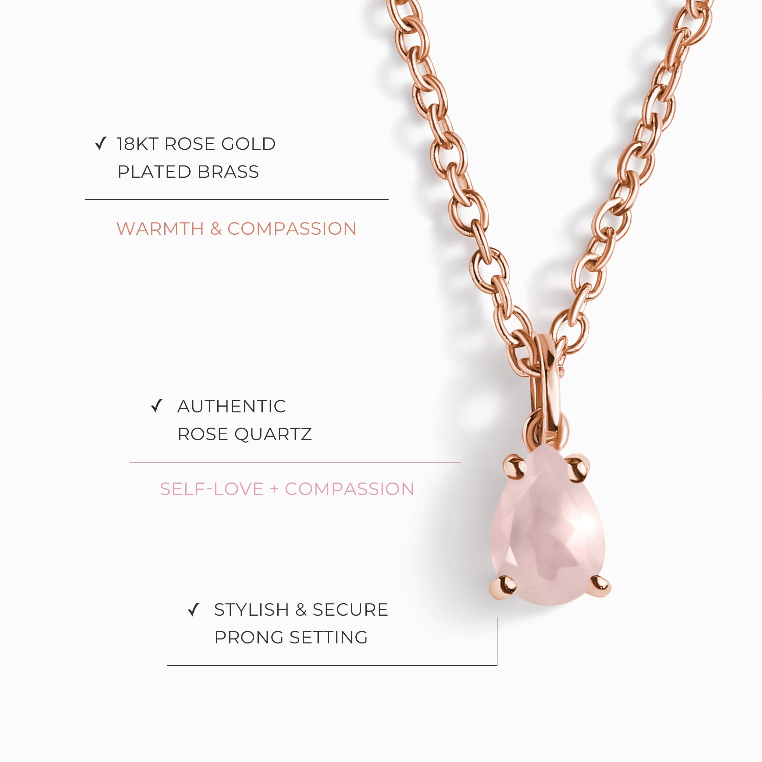 Rose Quartz Necklace - Worthiness