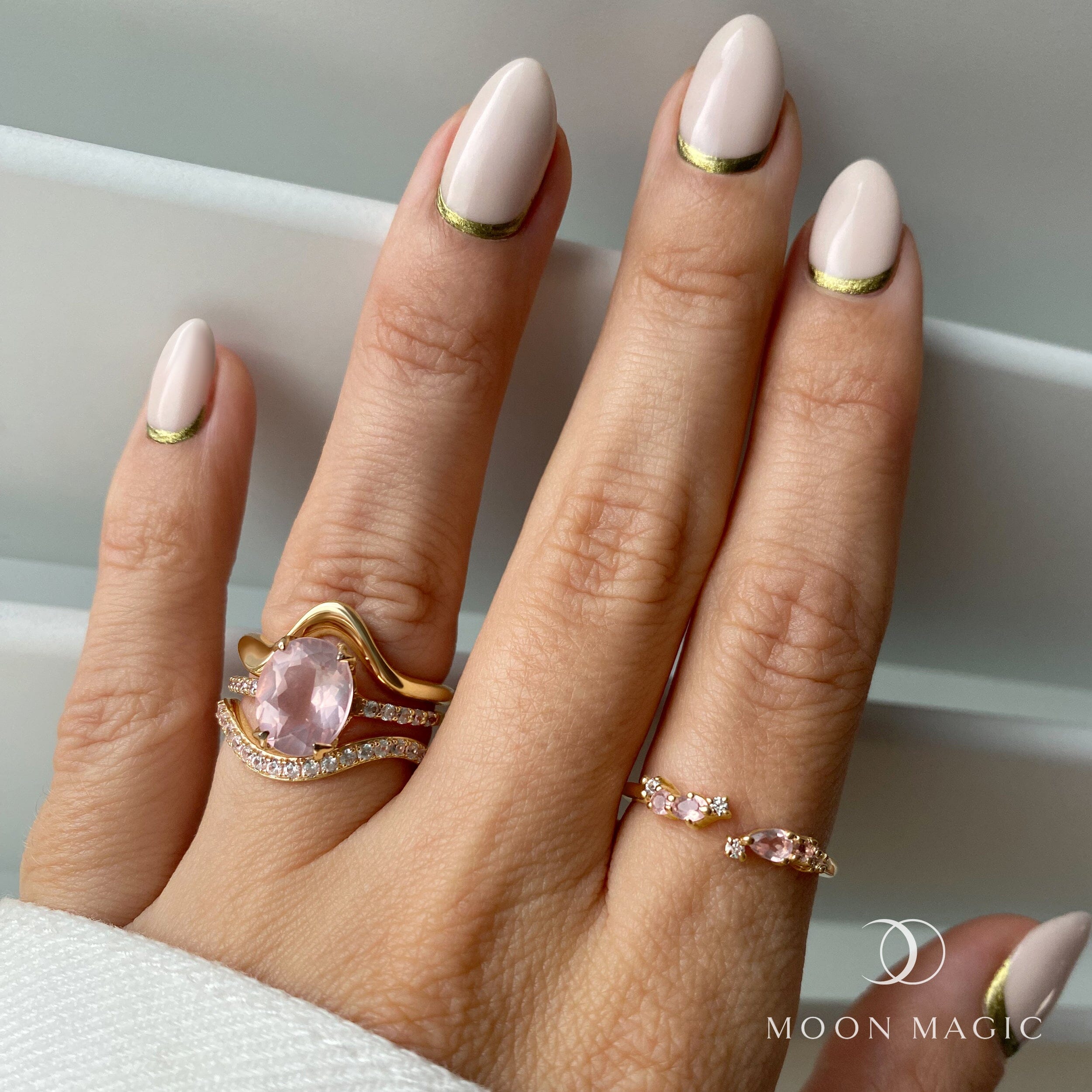 Adjustable Rose Quartz Ring - Flourish