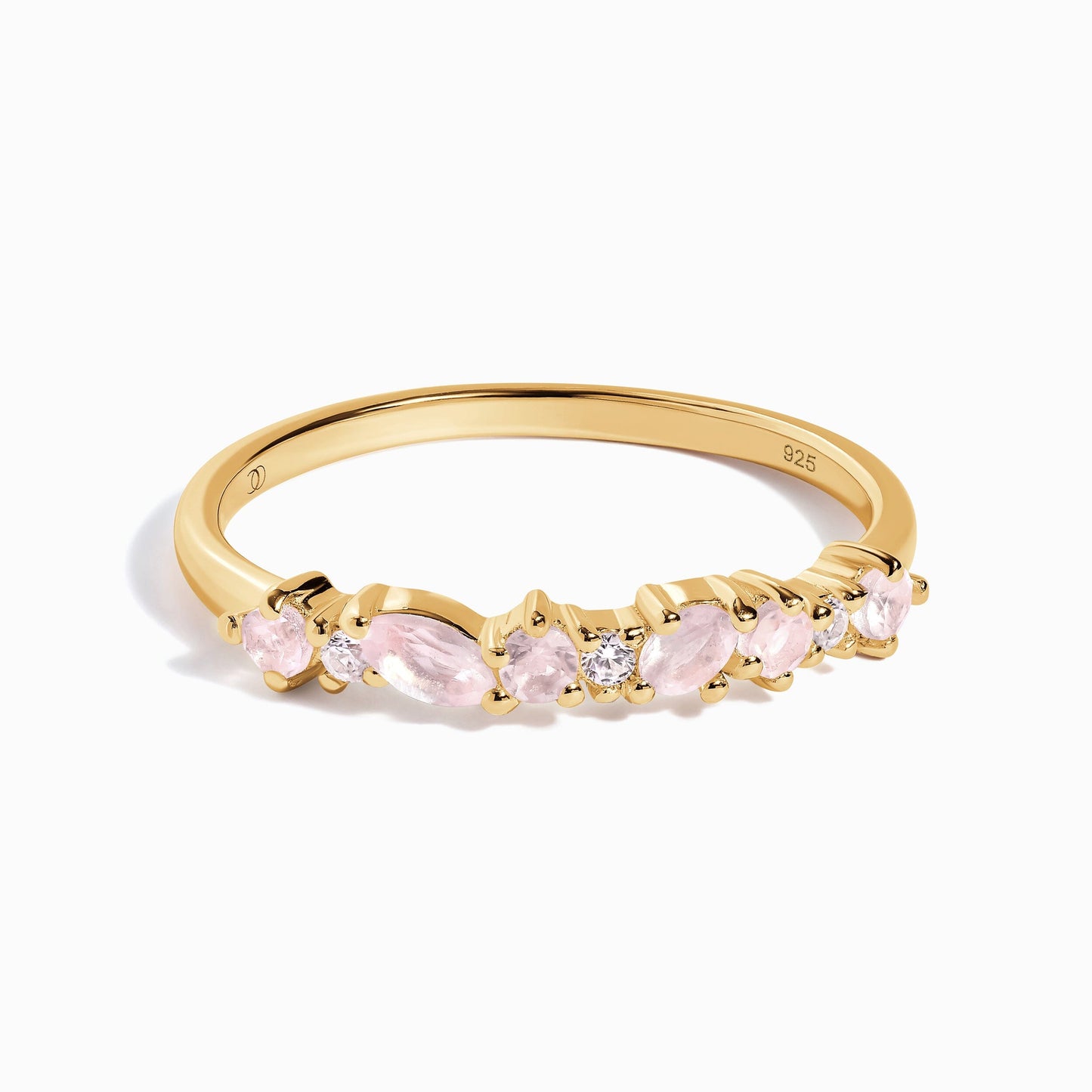 Bague en quartz rose et zircon blanc - Grace