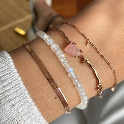 Bracelet empilable en pierre de lune et quartz rose – L'amour de soi