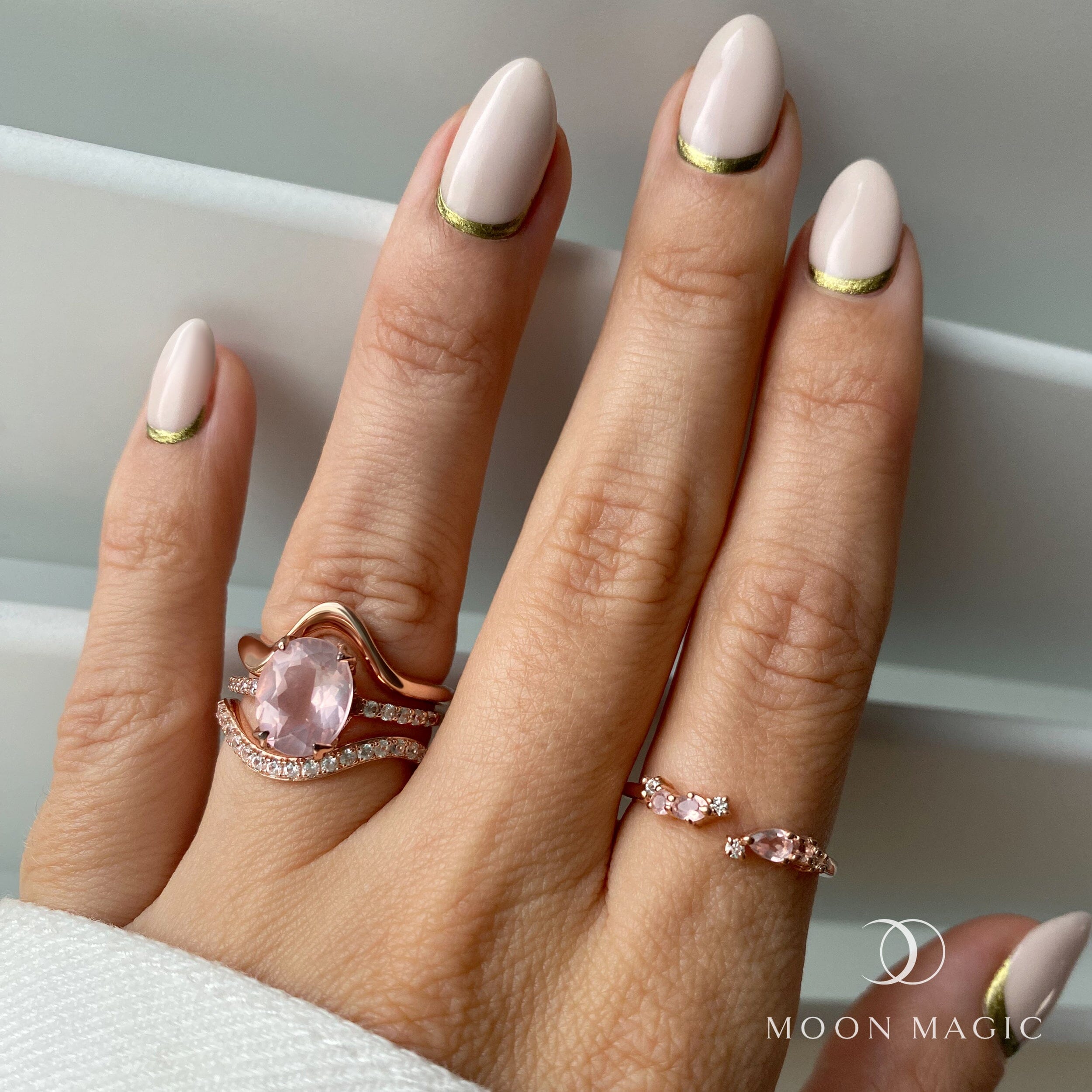 Adjustable Rose Quartz Ring - Flourish