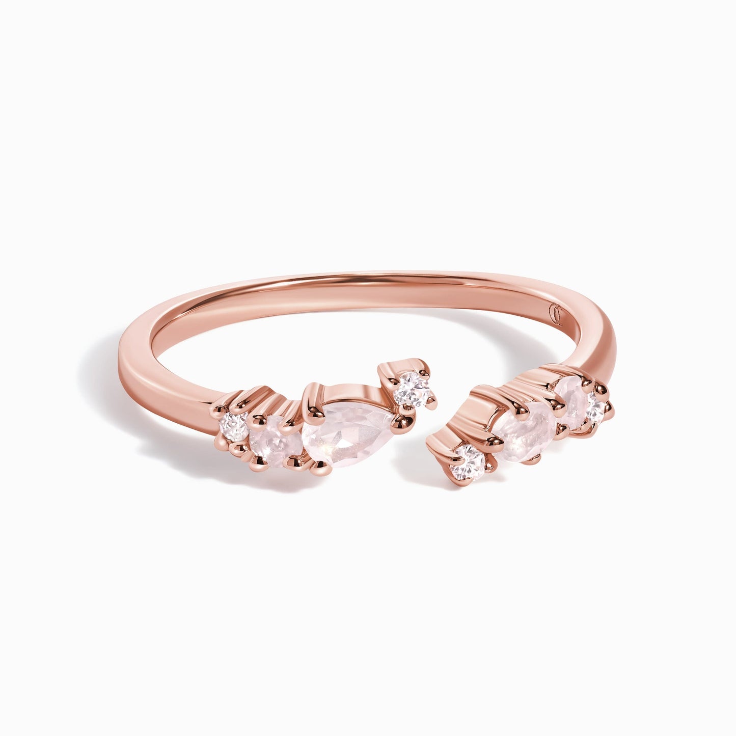 Bague ajustable en quartz rose - Flourish