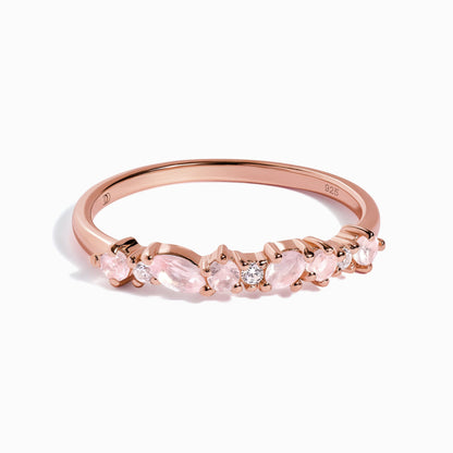 Bague en quartz rose et zircon blanc - Grace