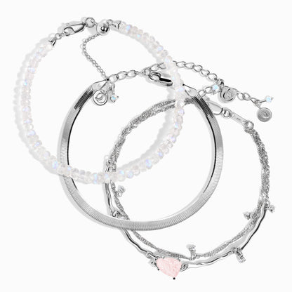 Bracelet empilable en pierre de lune et quartz rose – L'amour de soi