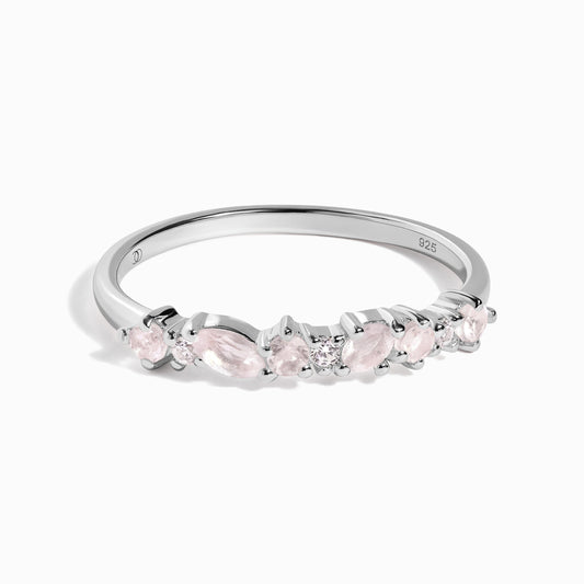 Bague en quartz rose et zircon blanc - Grace