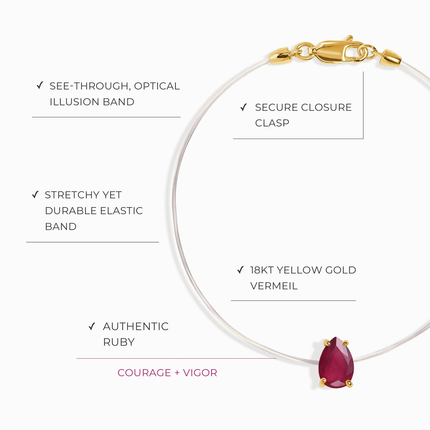 Bracelet Rubis Floating Sway - Pierre de naissance de juillet