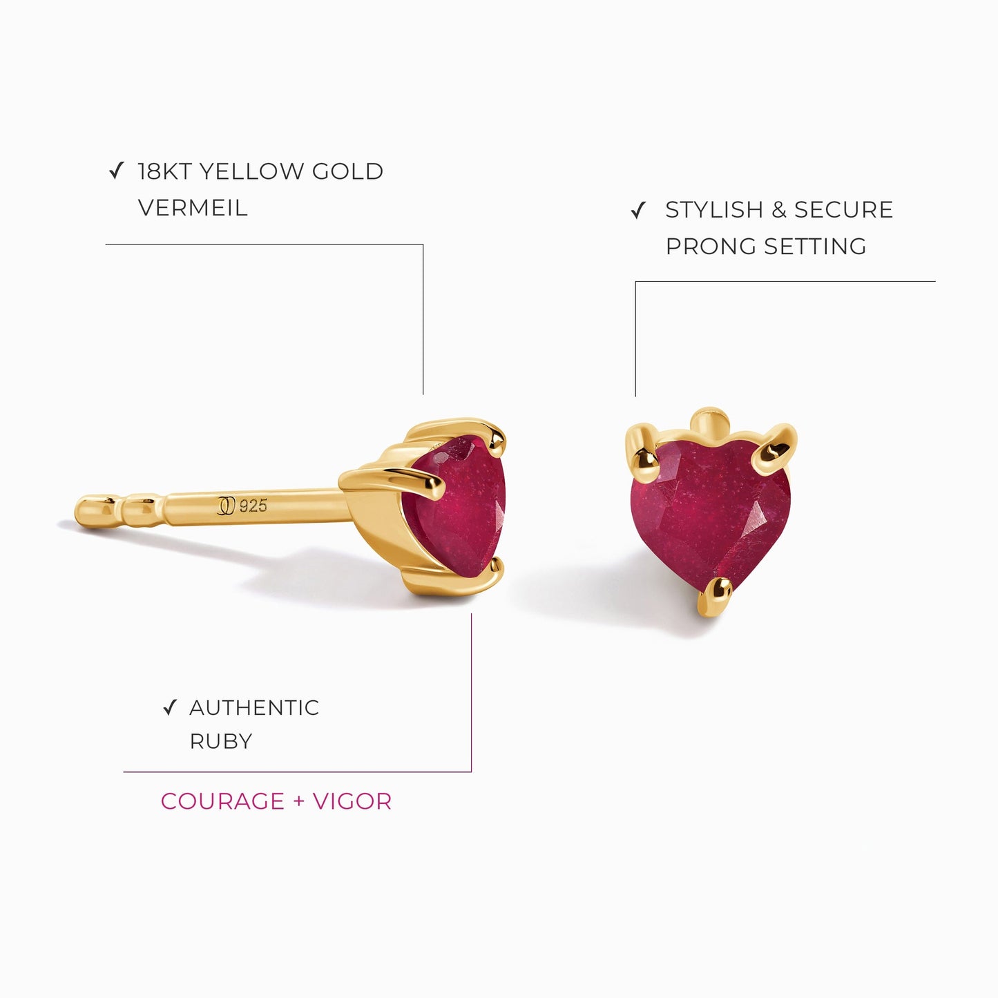Boucles d'oreilles Rubis - Amour