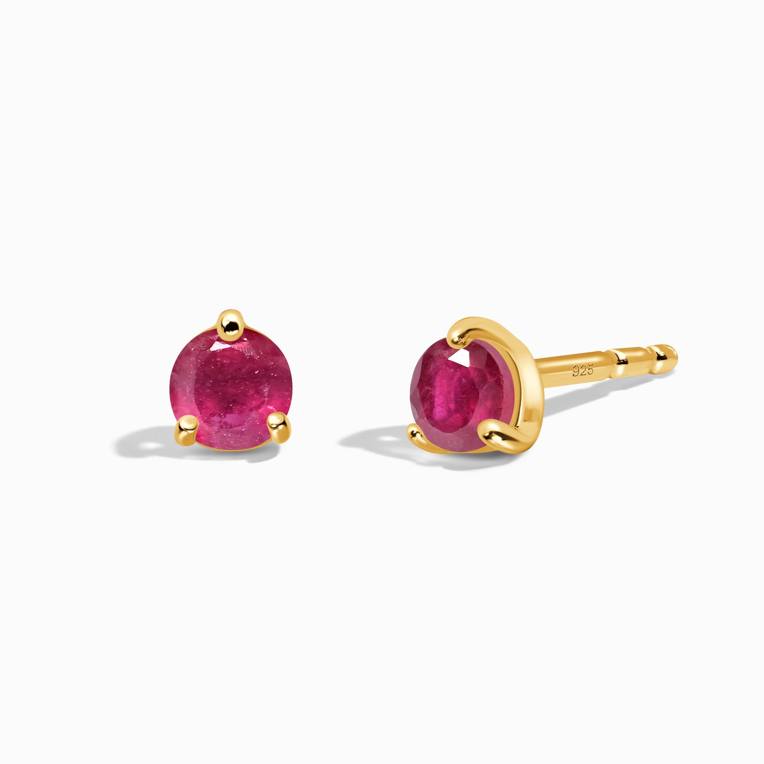 Ruby Round Studs - July Birthstone