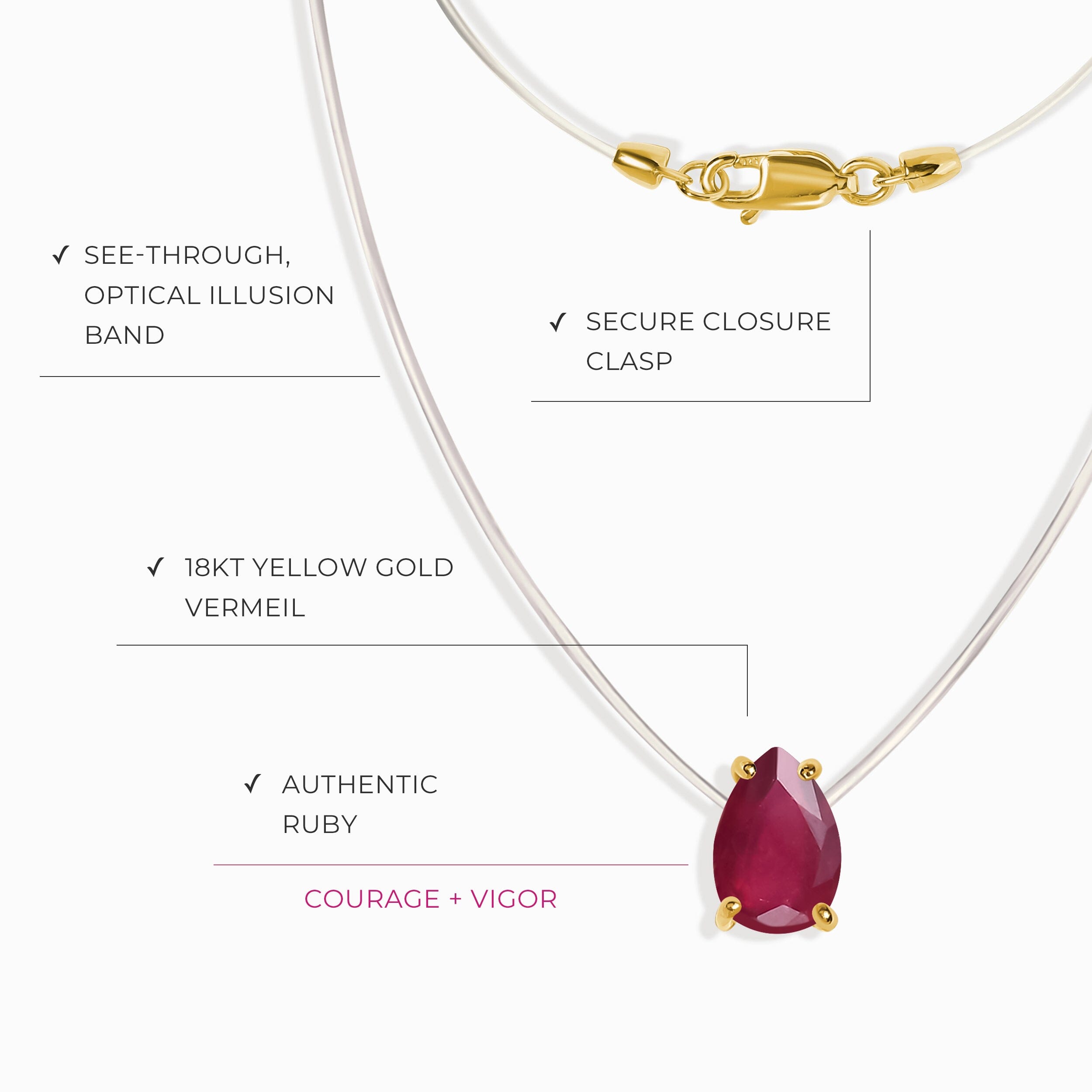 Ruby Necklace Floating Sway - July Birthstone