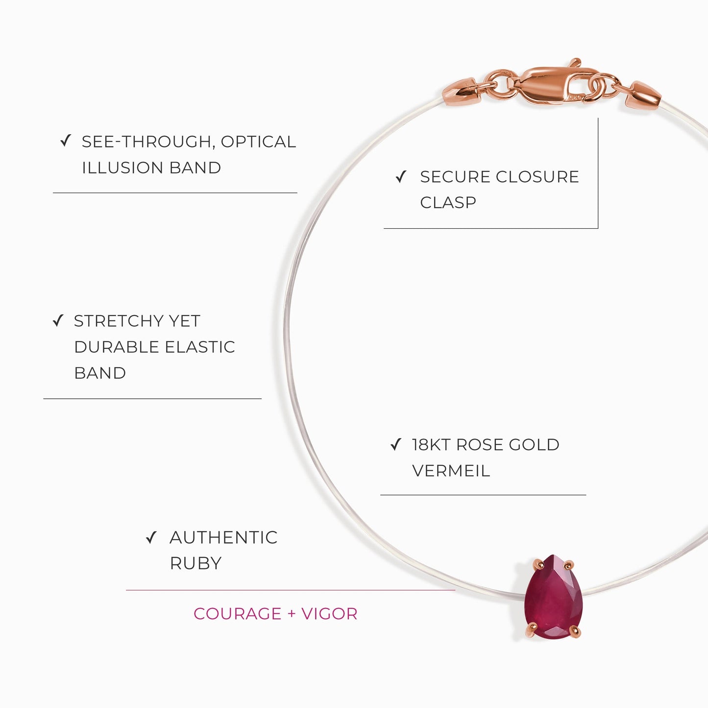 Bracelet Rubis Floating Sway - Pierre de naissance de juillet