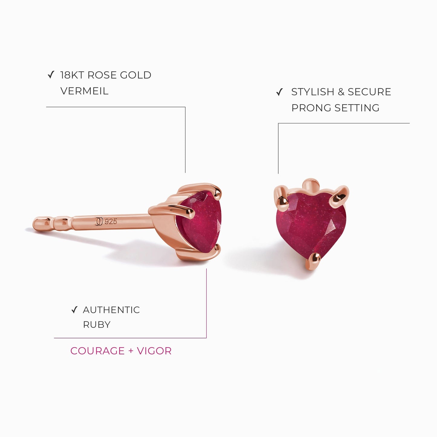 Boucles d'oreilles Rubis - Amour